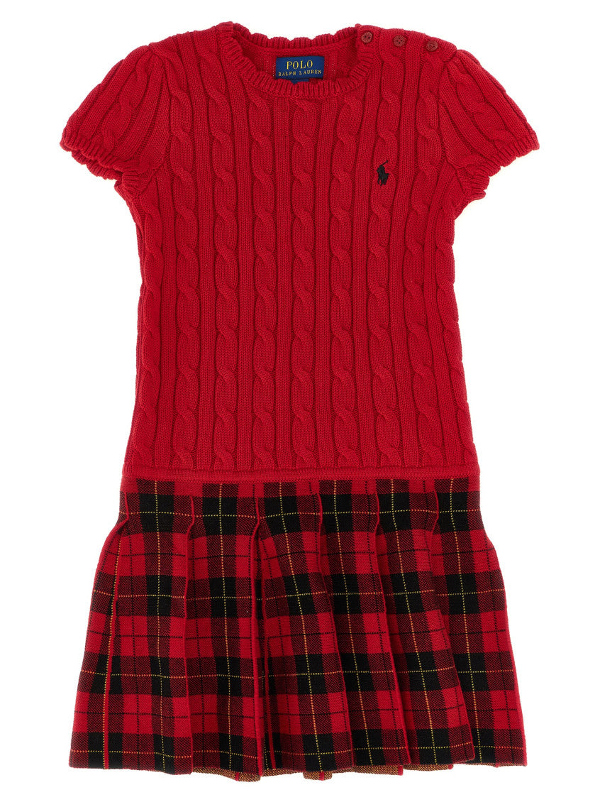 Girls Red Braided Plaid Dress 1