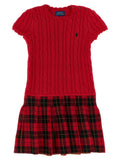 Girls Red Braided Plaid Dress 1