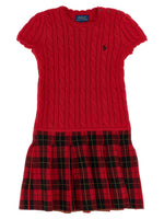Girls Red Braided Plaid Dress 1