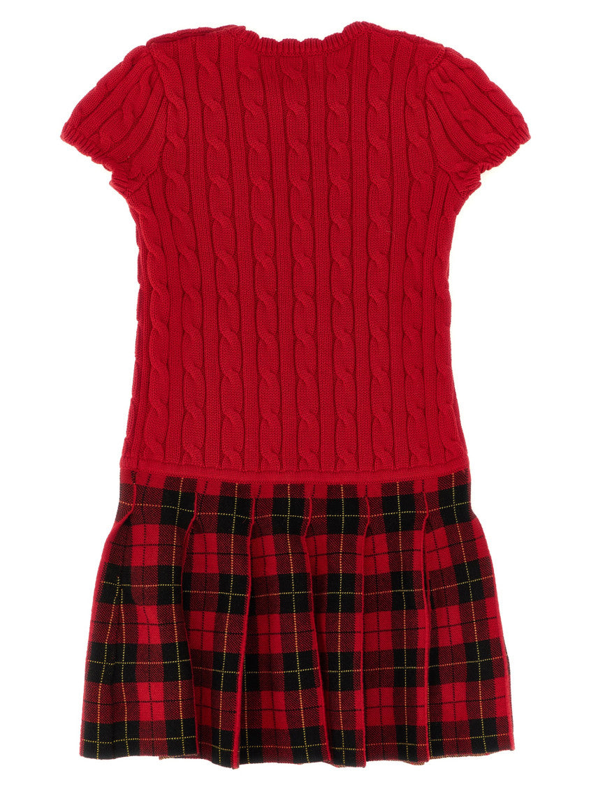 Girls Red Braided Plaid Dress 2