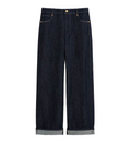 Navy Blue Straight Flat Front Pants 1