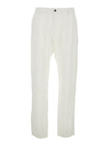 White Straight Pleated Trousers 1