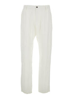 White Straight Pleated Trousers 1