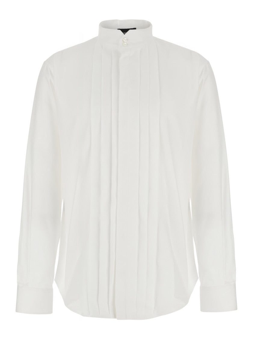 White Regular Pleated Shirt 1