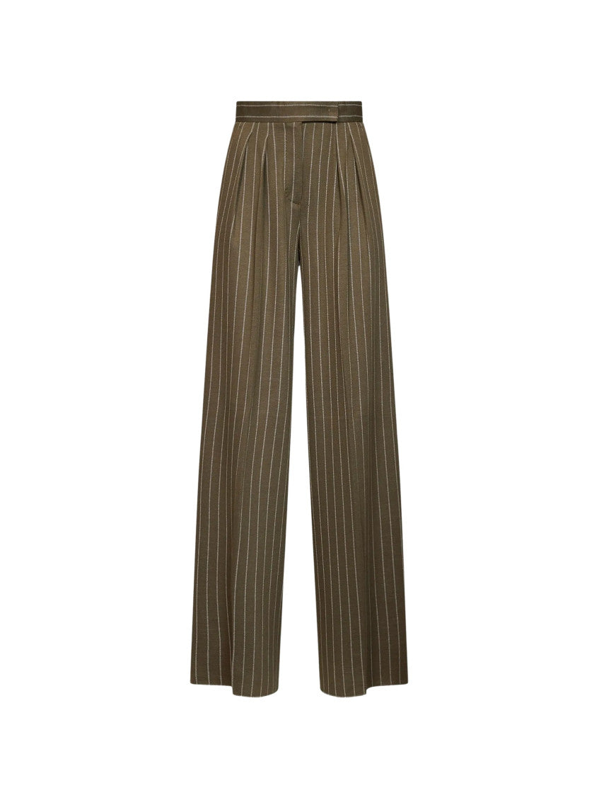 Dark Green Flared Pleated Pants 1