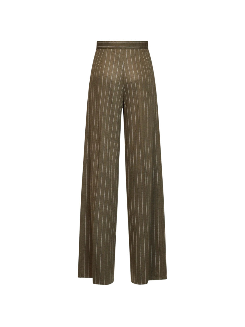 Dark Green Flared Pleated Pants 2