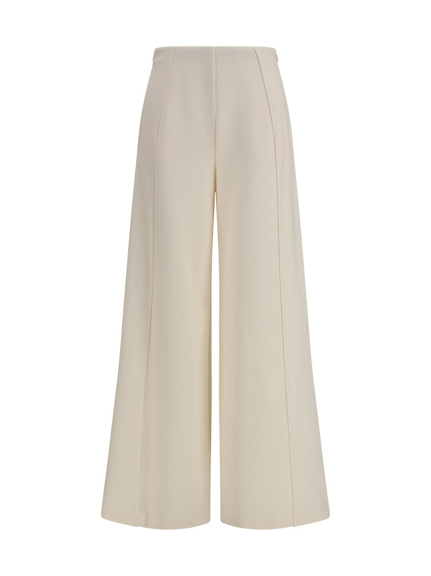 Off White Flared Flat Front Pants 1