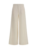 Off White Flared Flat Front Pants 1