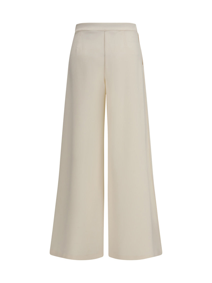 Off White Flared Flat Front Pants 2