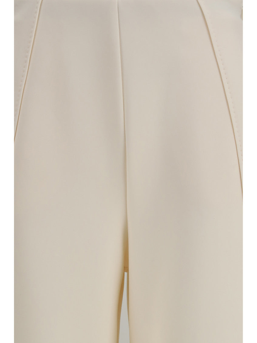 Off White Flared Flat Front Pants 3