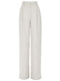 White Straight Pleated Pants 1
