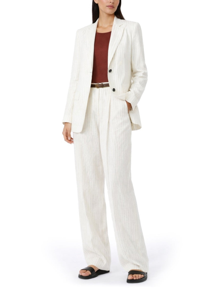 White Straight Pleated Pants 3