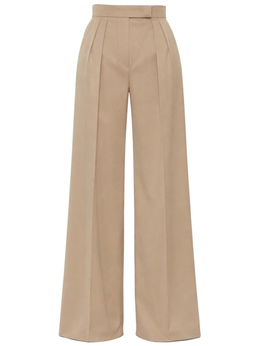 Beige Flared Pleated Pants 1