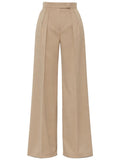 Beige Flared Pleated Pants 1