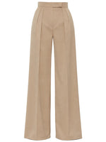 Beige Flared Pleated Pants 1
