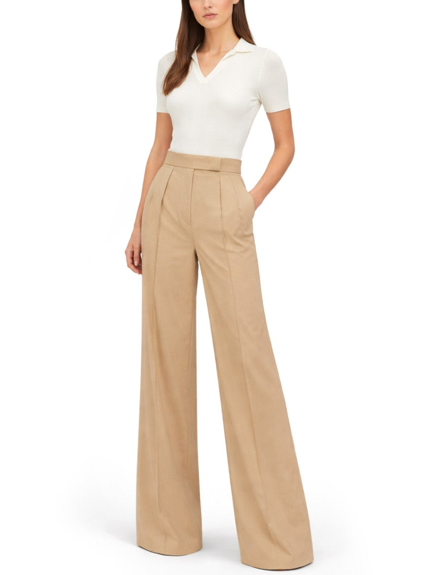 Beige Flared Pleated Pants 3