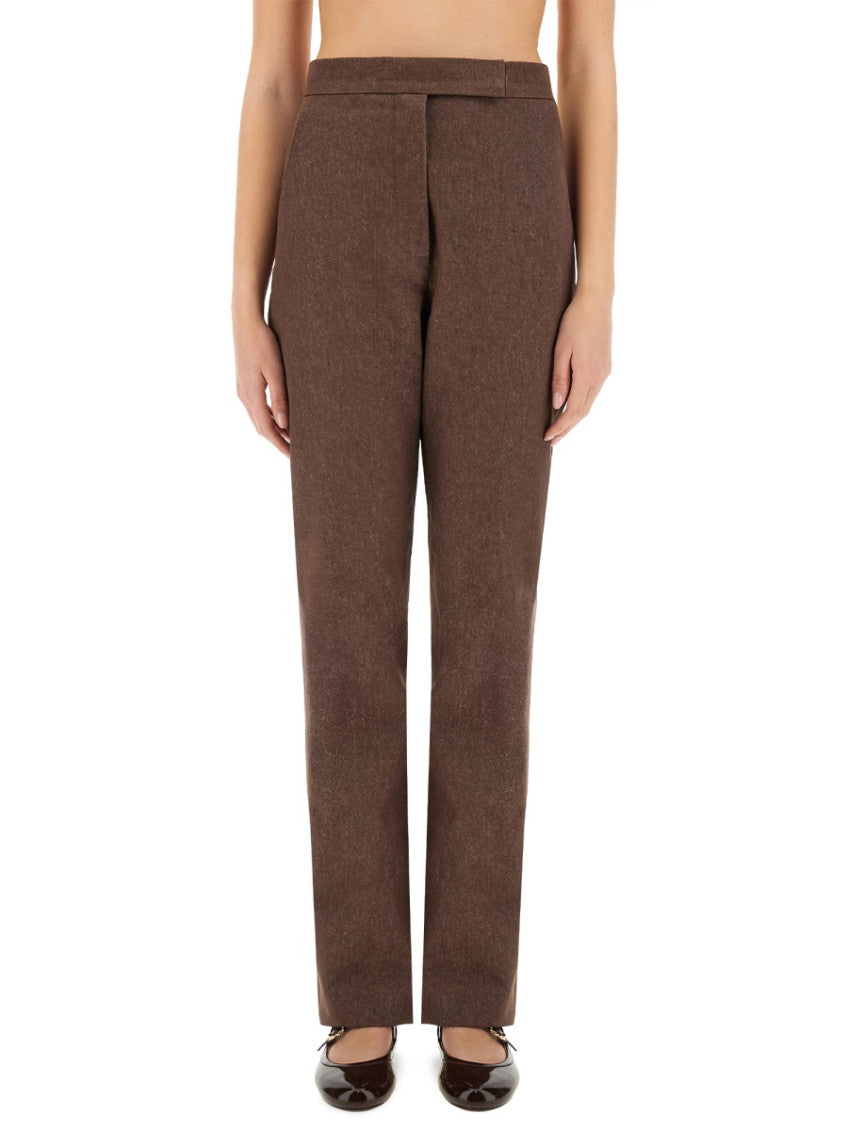 Brown Straight Flat Front Pant 1