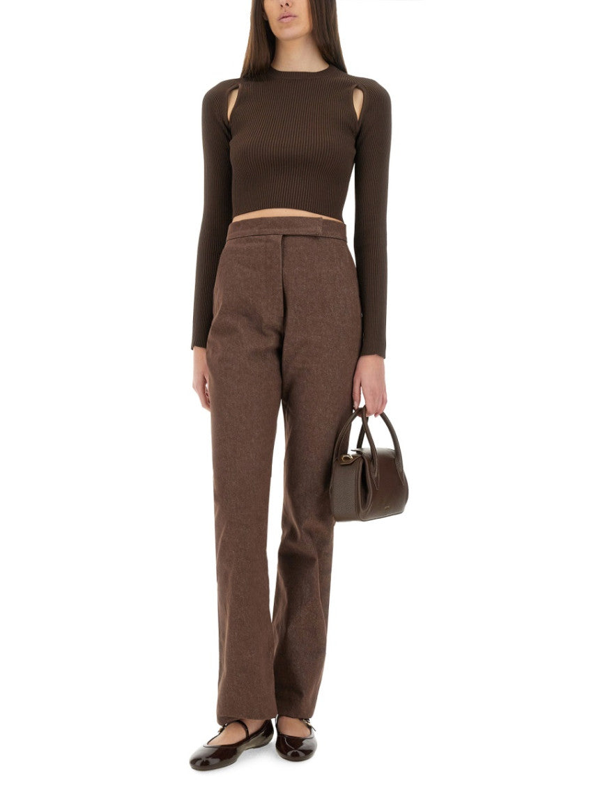 Brown Straight Flat Front Pant 3