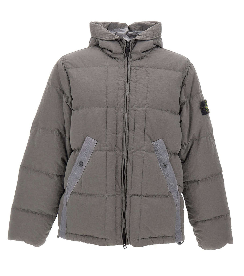 Grey Quilted Hood Jacket 1