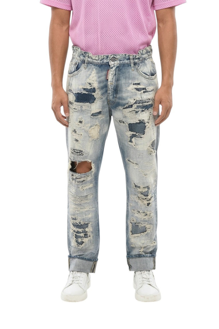 Navy Blue Distressed Jeans 1