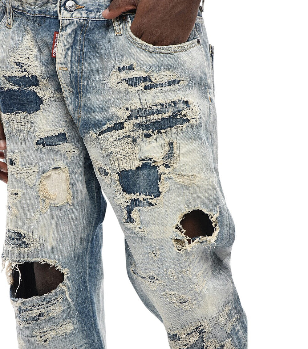 Navy Blue Distressed Jeans 3
