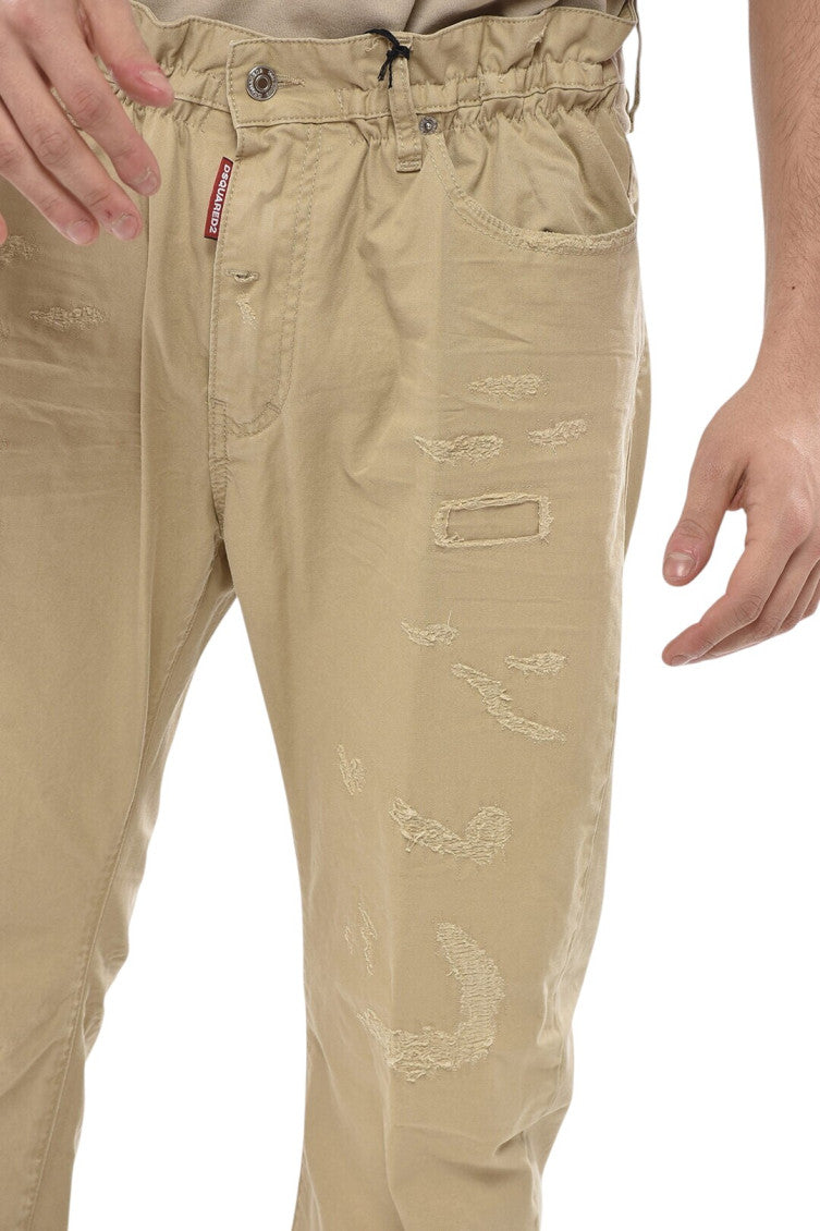 Beige Distressed Trousers 3