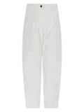 White Tapered Flat Front Pants 1