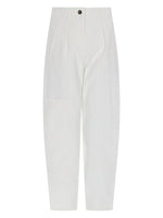 White Tapered Flat Front Pants 1