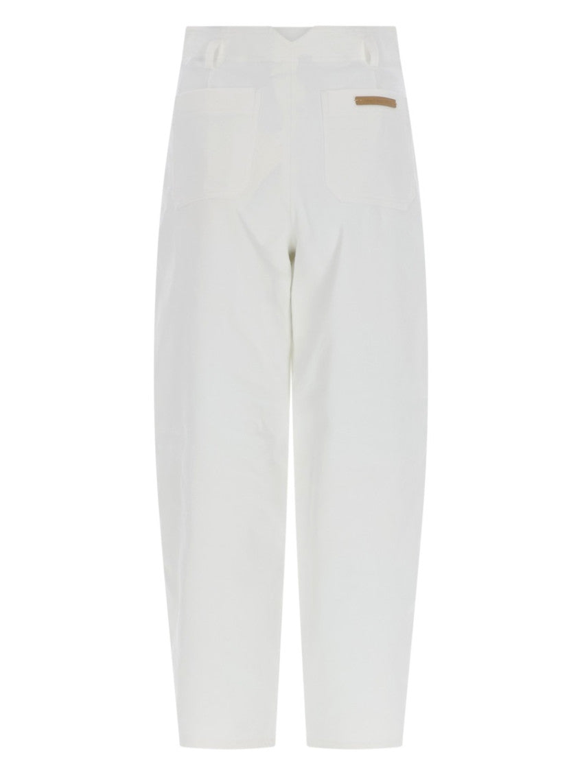 White Tapered Flat Front Pants 2