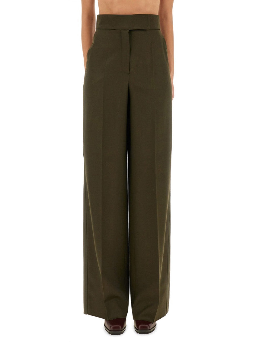 Green Tailored Flat Front Pants 1
