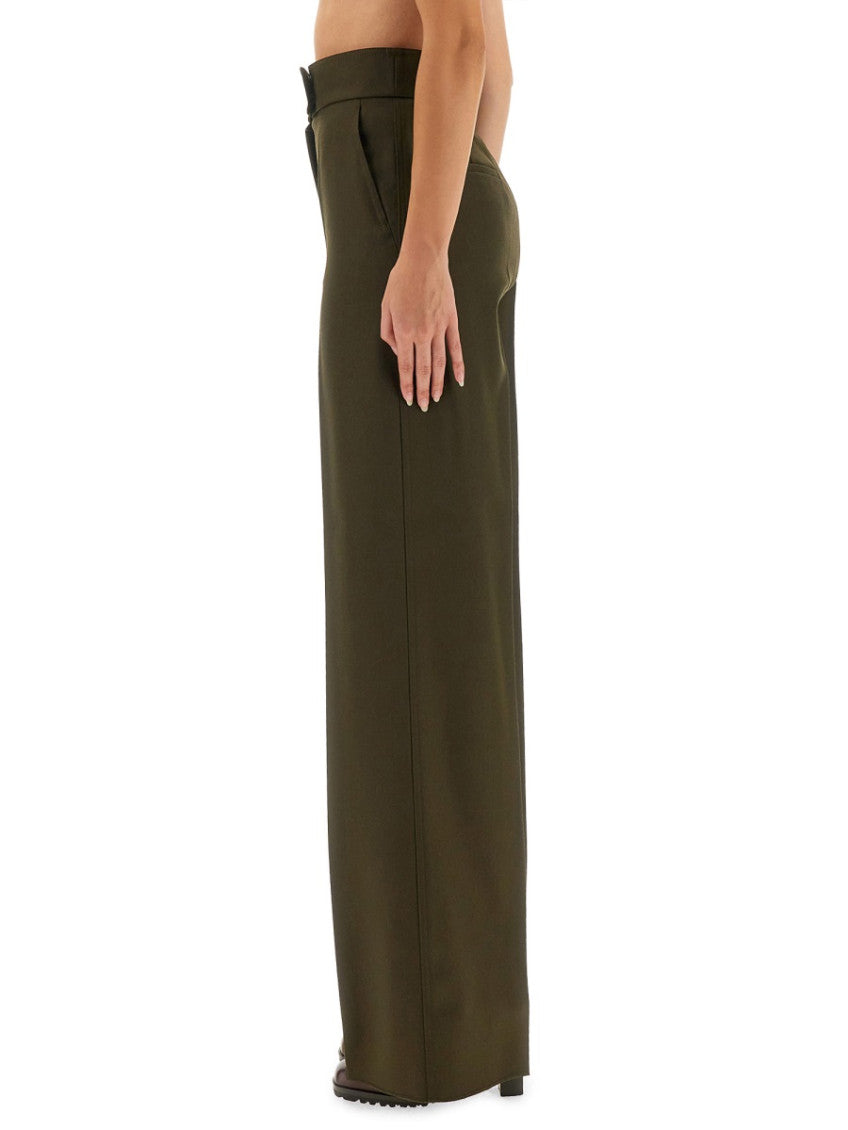 Green Tailored Flat Front Pants 4