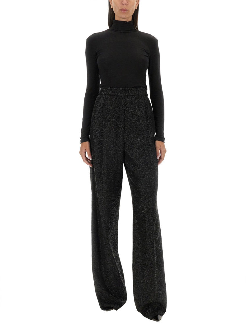 Black Regular Flat Front Pants 3