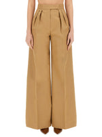 Beige Flared Pleated Pants 1