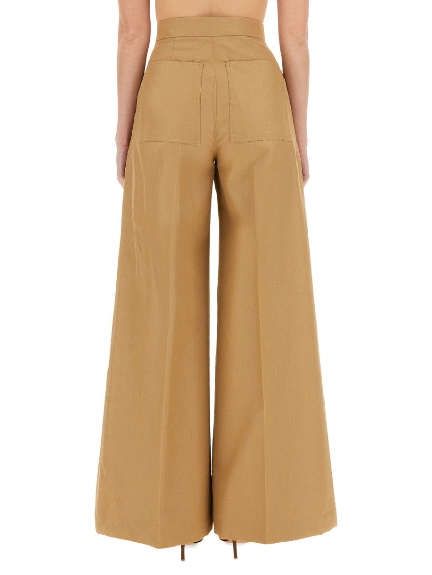 Beige Flared Pleated Pants 2