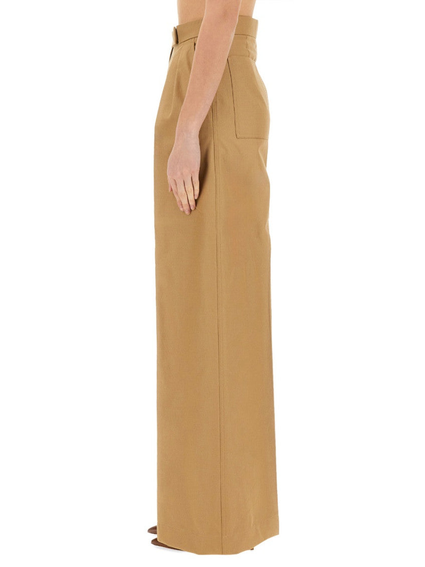 Beige Flared Pleated Pants 4
