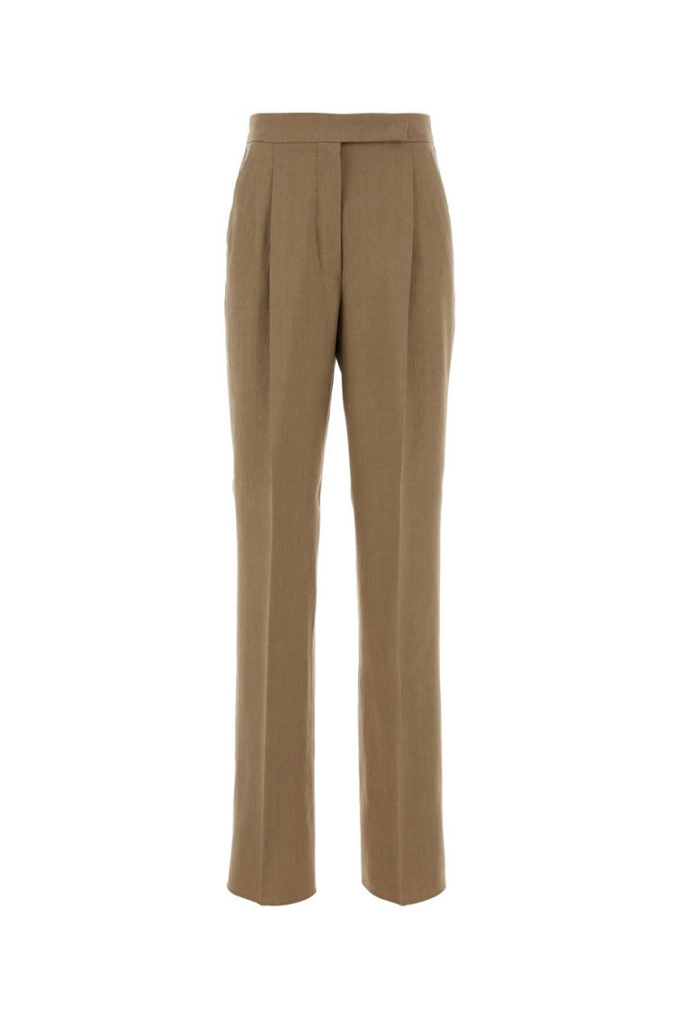 Brown Tailored Pleated Pants 1