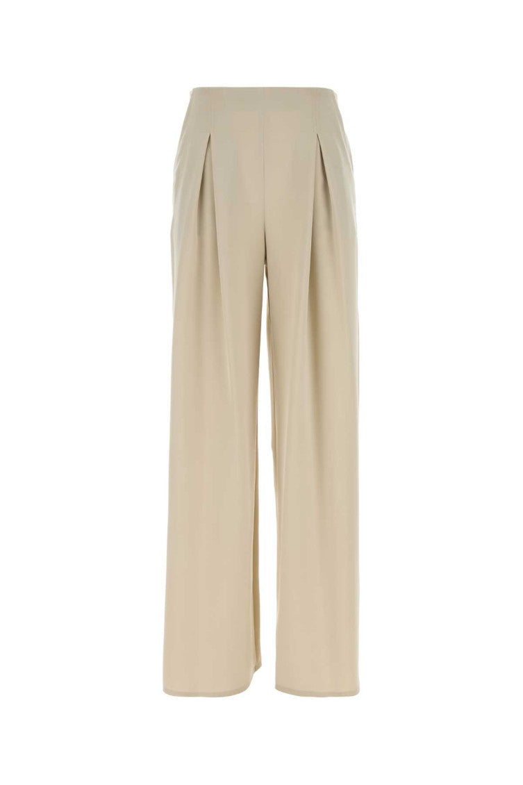 Beige Flared Pleated Pants 1