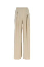 Beige Flared Pleated Pants 1
