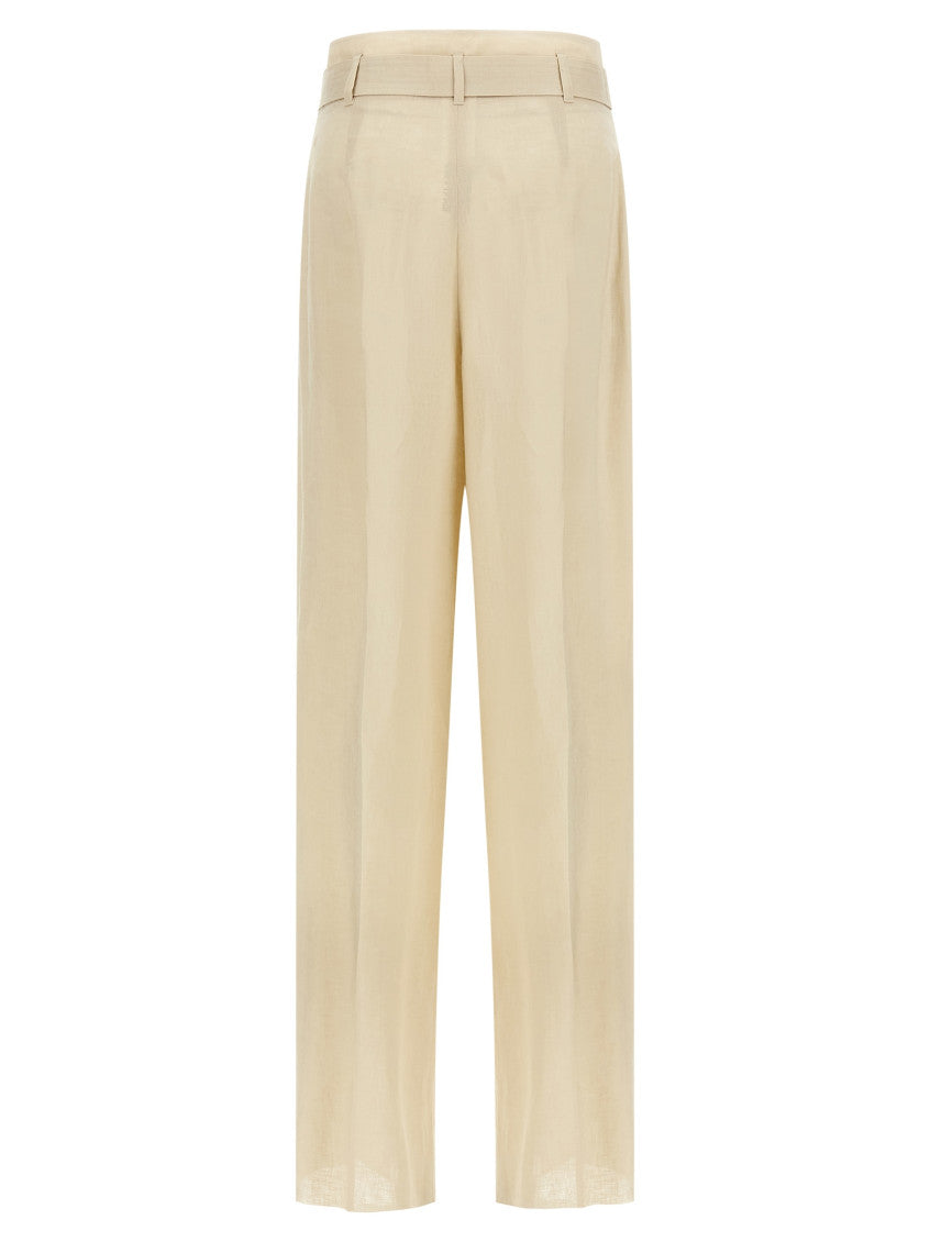 Beige Straight Pleated Pants 2