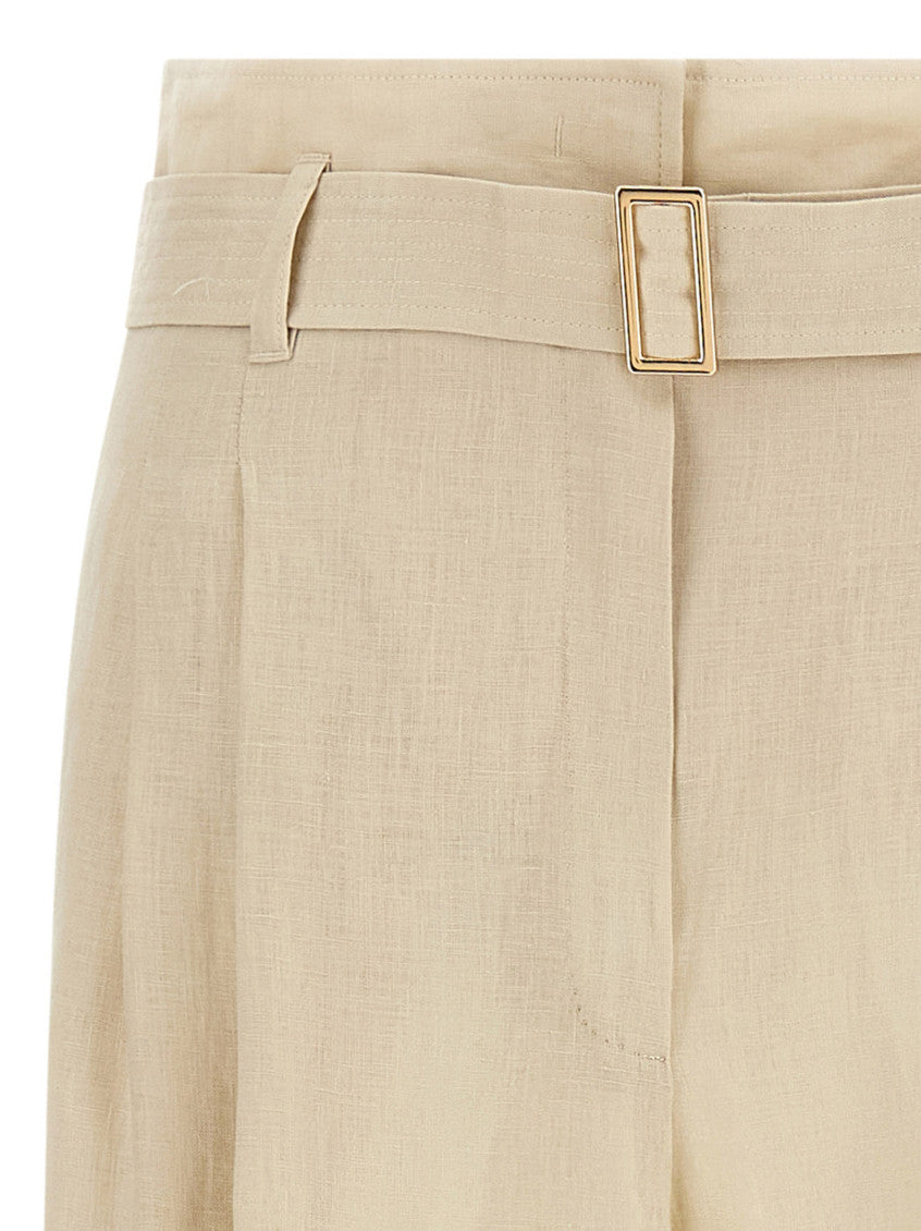 Beige Straight Pleated Pants 3