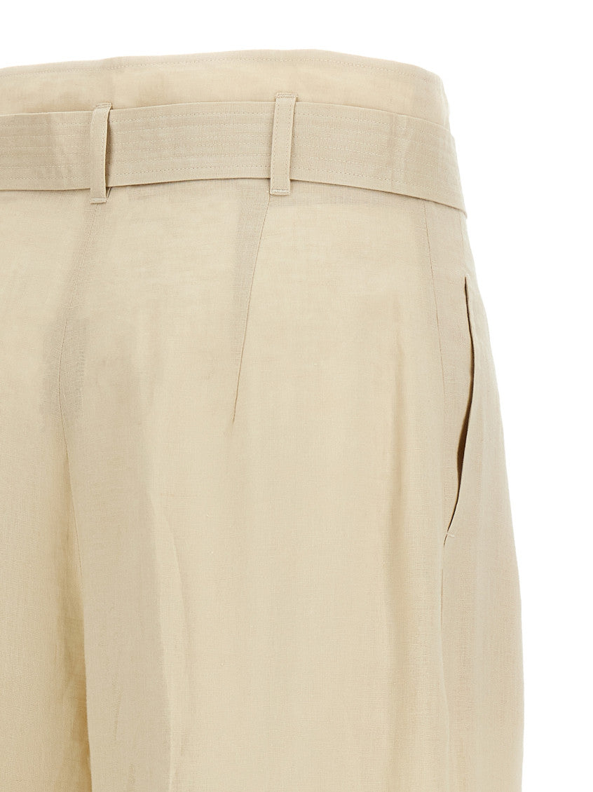 Beige Straight Pleated Pants 4