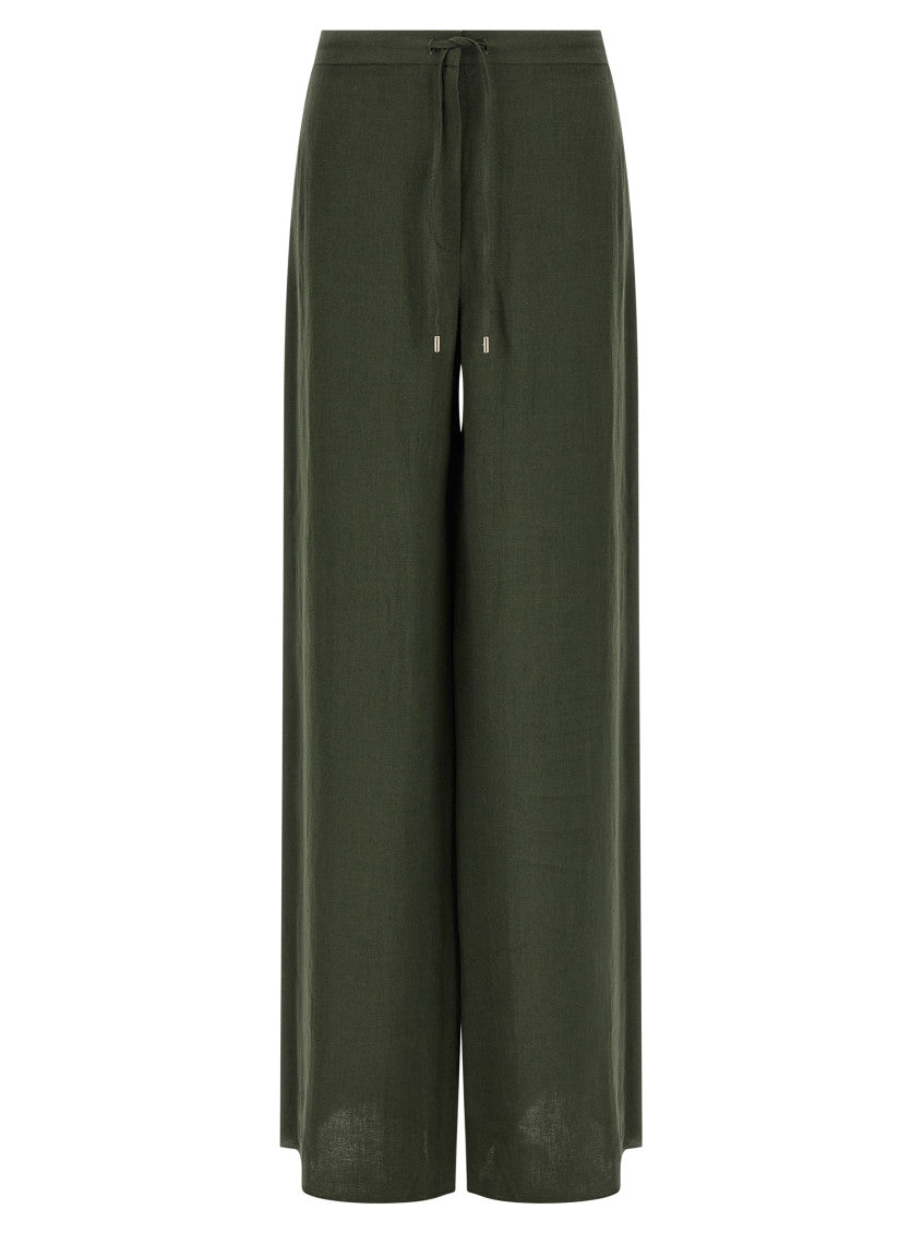 Dark Green Straight Drawstring Pants 1