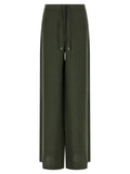 Dark Green Straight Drawstring Pants 1