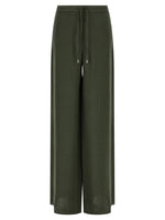 Dark Green Straight Drawstring Pants 1