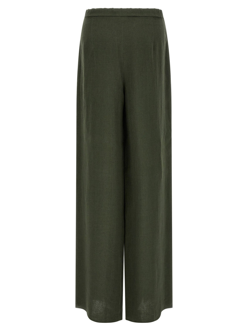 Dark Green Straight Drawstring Pants 2