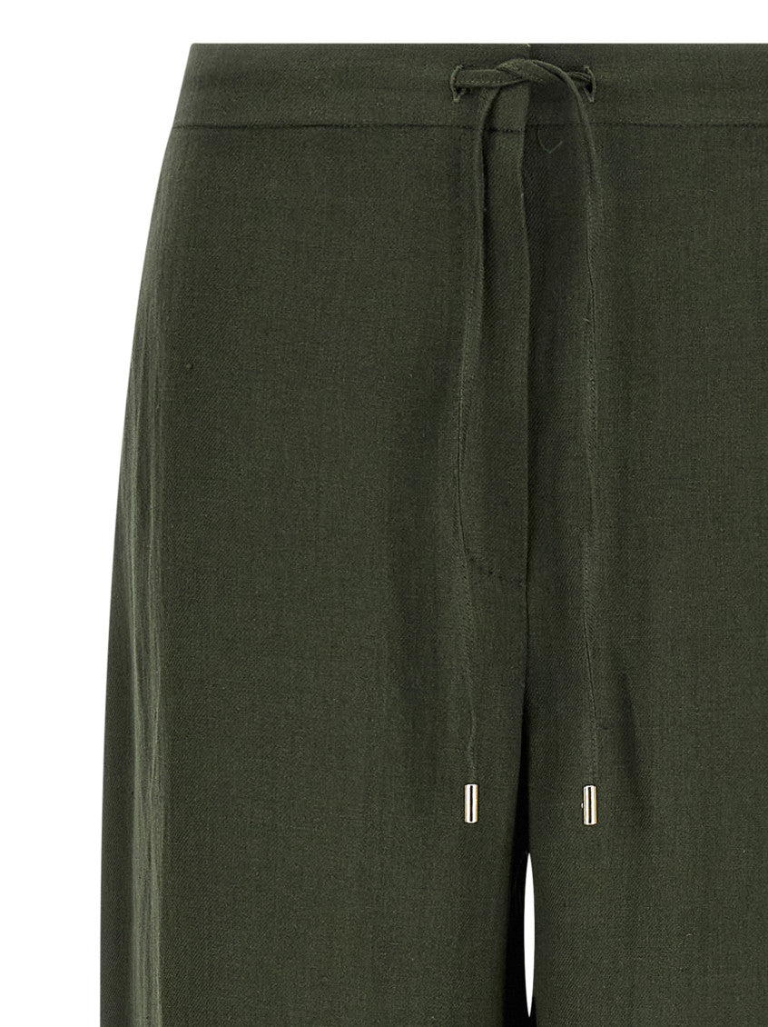 Dark Green Straight Drawstring Pants 3