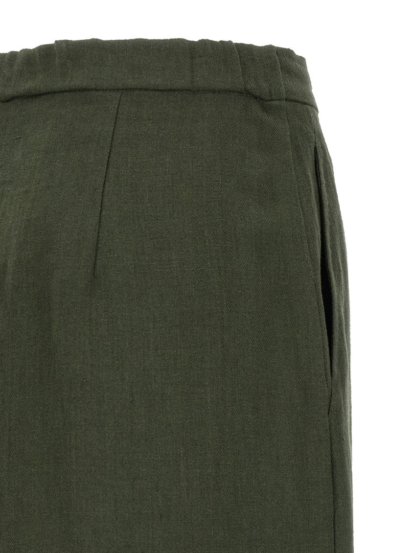 Dark Green Straight Drawstring Pants 4