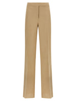 Beige Regular Flat Front Pants 1