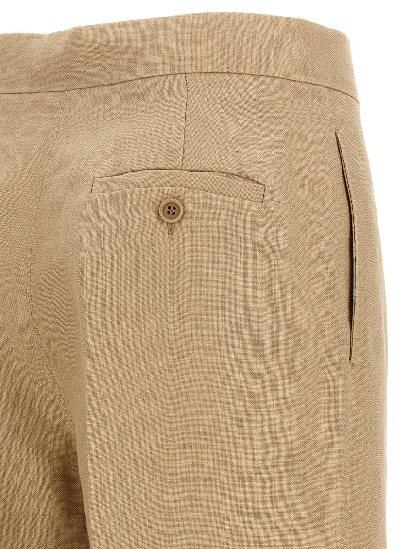 Beige Regular Flat Front Pants 4