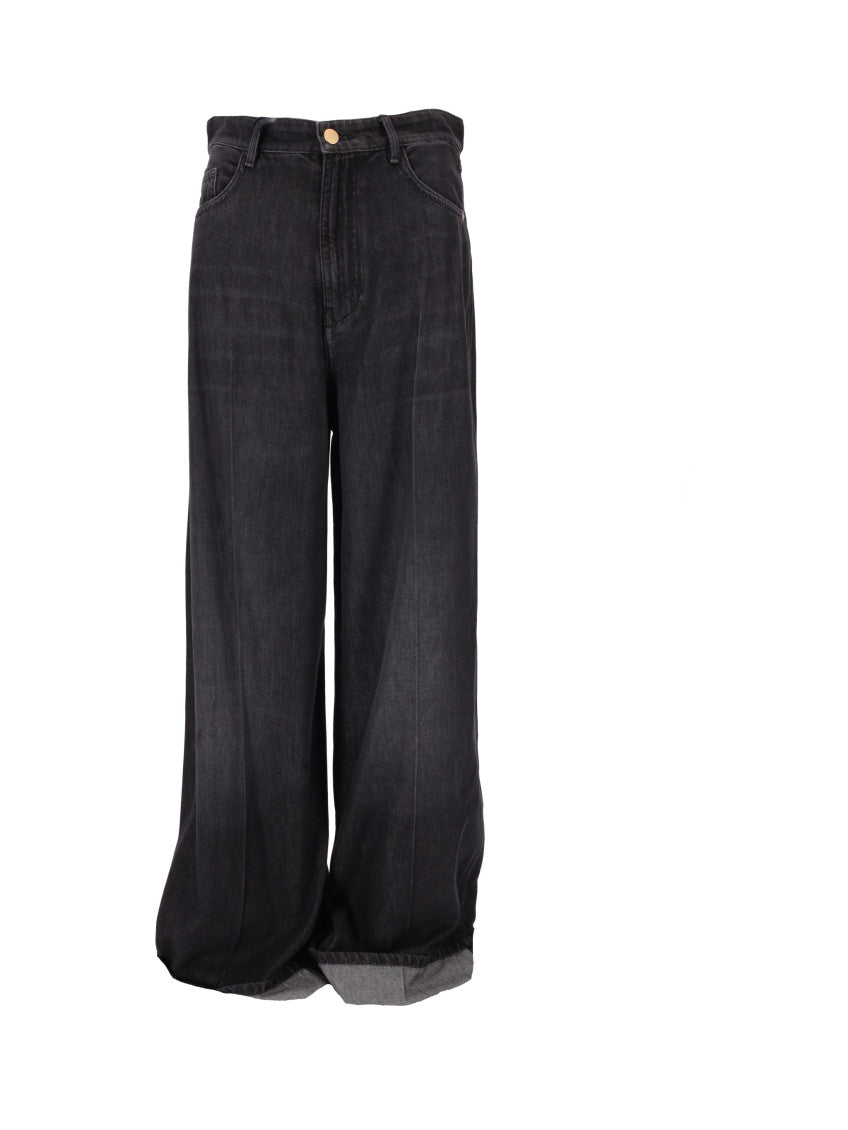 Black Relaxed Flat Front Pants 1